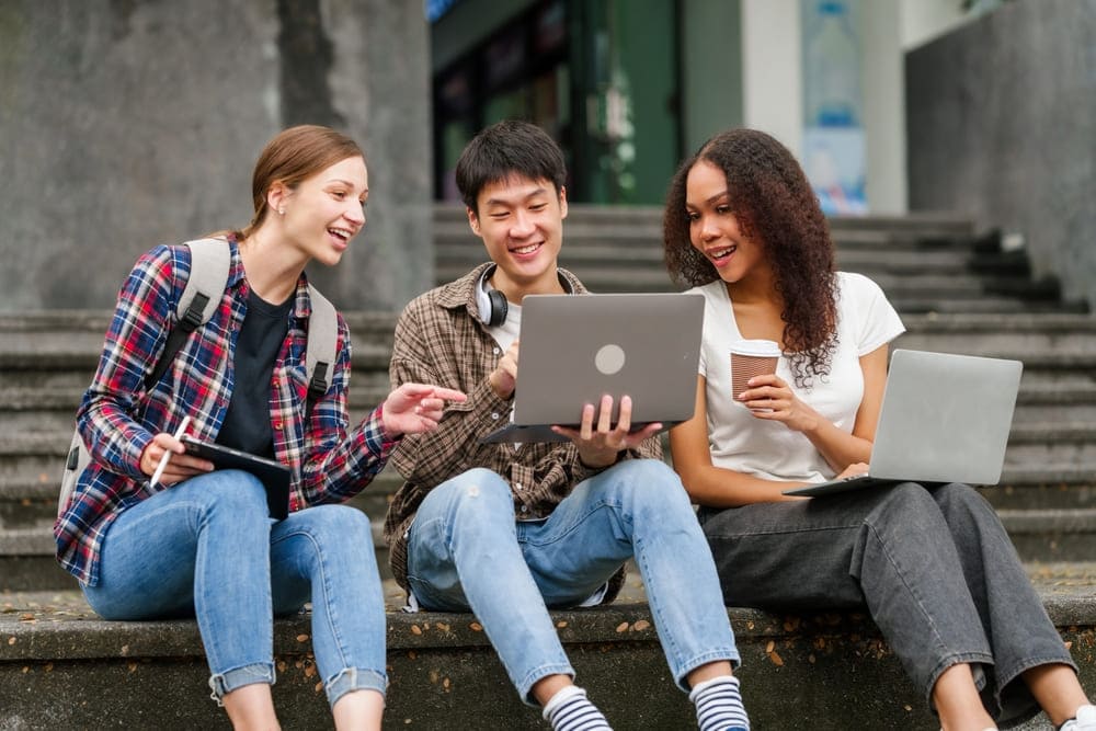 Happy students in the study abroad process.